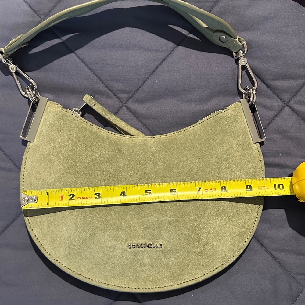 Coccinelle Purse NWT light green suede Italian wear on shoulder wrist crossbody - Picture 12 of 15